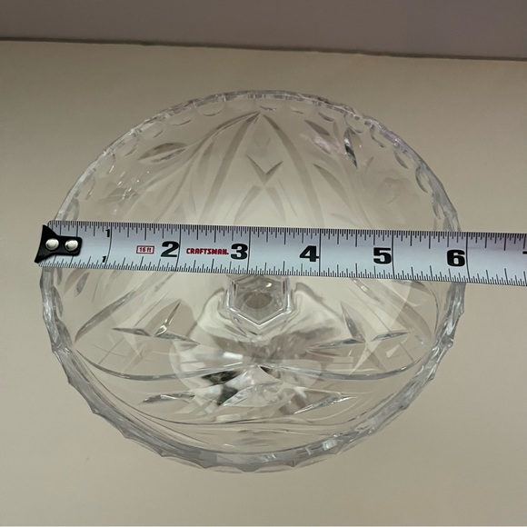 E&R Golden Crown Crystal Pedestal Candy Dish, Germany, Hand Cut Lead Crystal 6” - Picture 7 of 8